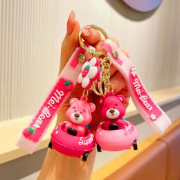 Racing Bear Little Doll Pendant Car Jewely Keychain Cartoon Presentpåse Pendant Accessories