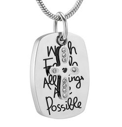IJD10321 Stainless Steel Cremation Memorial Necklace Ashes Urn Souvenir Keepsake Pendant Men and Women Jewelry7367685