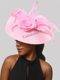 Fashion Flower Fascinator Derby Hat Women Wedding Elegant Headwear Floral Party Tea Headpiece With Hair Clip Occasion Chapeau