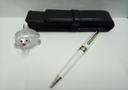 Luxury high quality 163 white body Classic Ballpoint Pen 07 mm Writing Point with silver clip for perfect gift6419463