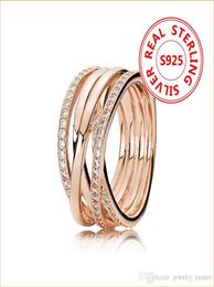 Authentic 18K Rose Gold Intertwining Ring with Original box for 925 Sterling Silver Jewelry Wedding Ring Women's Gift2639116