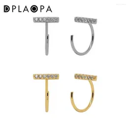 Backs Earrings DPLAOPA 925 Sterling Silver Gold Line CZ Clips Thread Earring Piercing Women Luxury Fine Jewelry 2024 Wedding Crystal