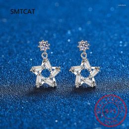 Stud Earrings 2024 In D Colour 1CT Star Moissanite For Women Party Fine Jewellery S925 Sterling Silver Diamond Earring