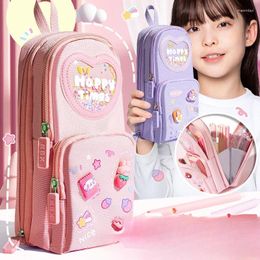 School Bags 3D Schoolbag-Shaped Pencil Pouch For Girls Boys Kids Big Capacity Pen And Stationery Organizer Bag With Zippers