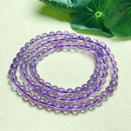 Strand 6MM Natural Amethyst Triple Circle Bracelet Healing Fashion Reiki Crystal Fengshui Jewelry Birthday Gift 1pcs