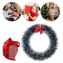 Decorative Flowers Christmas Artificial Wreath With Red Bow 25/30CM Cabinet Plastic Tinsel Wreaths Crafts Year Festive Party Decoration