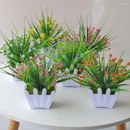 Decorative Flowers Exquisite Artificial Bonsai Realistic Plastic Faux Flower Visual Fake Pot Simulated Potted Plants