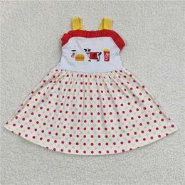 Clothing Sets Summer Girl Embroidery Cow Burger Vest Polka Dot Crewneck Fashion Cute Dress Wholesale Price