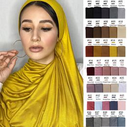 Musilim Women Strechy Jersey Hijab Good Stitch Stretch Jesey HIjabs Scarves Soft Turban Head Wraps HeadScarf 240430