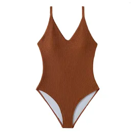 Women's Swimwear One-Piece Swimsuit Solid Color Tie Fitting For Women Sexy Backless Hollow Ladies Bodysuit Swimming Suits