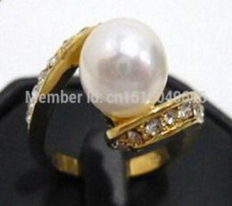 gtgtgtWhite Pearl Crystal Ring Size 6 7 8 9012345671770038