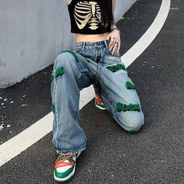 Women's Jeans Street Hip-Hop Style Vintage Embroidered Men And Women Do Old Washed Casual Loose Wide-Leg Straight Pants Fashion Trousers