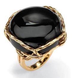 Cluster Rings Fashion Black Natural Gemstone For Women Vintage Gold Colour Hollow Metal Winding Ring Femals Statement Jewelry3375639