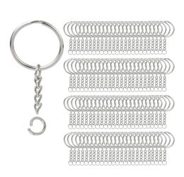 200Pcs Split Key Chain Rings with Chain Silver Key Ring and Open Jump Rings Bulk for Crafts DIY 1 Inch25mm5036022