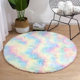 Carpets Thickened Plush Rugs Round Carpet For Living Room Sofa Foot Pad 2024 Fluffy Soft Kids Bedroom Cushion Balcony Hanging Basket Mat