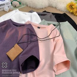 Suede T Shirts for Men Summer Short-sleeve Mens T-shirt Basic Casual Tshirt Solid Colour Tee shirts Unisex Summer Tops 240430