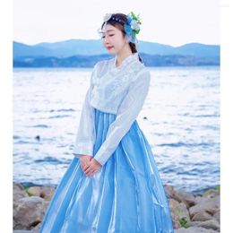 Ethnic Clothing Women Traditional Korean Girl Pography Costume Dance Performance Fancy Dress Retro Party Cosplay Solid Color Outfit