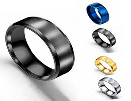 Stainless steel ring double beveled edge frosted ring European and American fashion men039s drawing titanium6407242