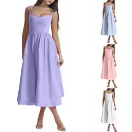 Casual Dresses Women's Camisole Dress Sexy Wrap Ruched Slit Cocktail Evening Party Elegant Strappy No Pocket Ropa Mujer Juvenil