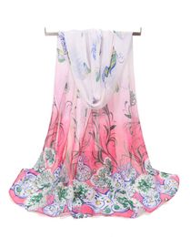 new spring and autumn winter women Flower Print silk chiffon georgette soft oblong scarves women039s beach scarves shawl Cachec2298377