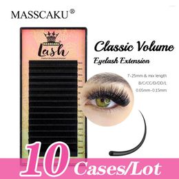 False Eyelashes MASSCAKU Selling 10cases/lot 16 Rows C CC D DD J Curl 8-16mm Single Length Professional Classic Extension For Make