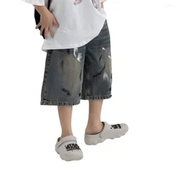 Trousers Childrens Shorts Korean Edition 2024 Summer Boys Jeans Small And Medium Fashionable Capris Kids Clothes