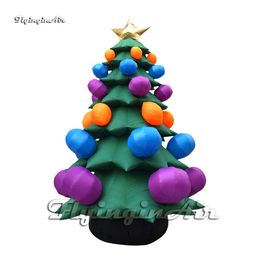 wholesale Outdoor Xmas Decorations Simulated Large Inflatable Christmas Tree With Ornaments Multicolor Pendent Ball For Park Event