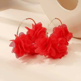 Stud Fashion Personality Design Lace Flower Circle Earrings