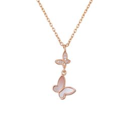 Sparkling diamond zircon lovely cute shell butterfly pendant short choker necklace for women girls fashion designer rose gold silv9743336