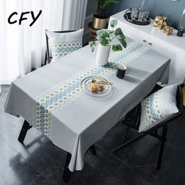 Cotton Linen Waterproof American Embroidered Flower with Tassel Rectangular Table Cloth Kitchen Map Towel Tablecloth 240428