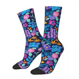 Women Socks Bright Flowers Vibrant Floral Pirnt Leisure Stockings Winter Non Slip Couple Medium Soft Custom Cycling