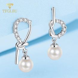 Stud Earrings TFGLBU 1.5mm Full Moissanite Pearl For Women Elegant Genuine Solid 925 Silver Ear Charm Wedding Fine Jewellery Gift