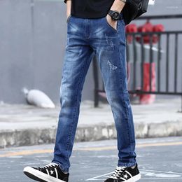 Men's Jeans Easy To Match Summer Autumn Elastic Slim Fashion Korean Brand