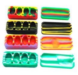 5pcslot 75ml rectangle 4 pits assorted Colour silicone container for Dabs Round Shape Silicone Containers wax Silicone Jars Dab co1581345