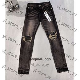 Jeans viola jeans jeans designer di jeans marca viola maschi maschio blu chiaro marca viola jeans high street denim paint mobilità graffiti danneggiati pantaloni skinny strappati 8871