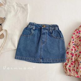 Kids Denim Skirt for Girls All-match Elastic Waits Short Mini Skirt for Children Girls Cowboy Skirts for Baby Girl Outfit 1-6T 240419