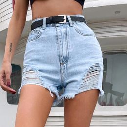 Women's Jeans SAGACE Fashion And Leisure High Waist Perforated Denim Shorts 2024 Summer Trend Short Pants Mujer