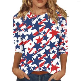 Women's Polos Sleeve Shirts For Women Independence Day Print Graphic Tees Blouses Casual Plus Size Basic Tops Pullover Ropa De Mujer Ofertas