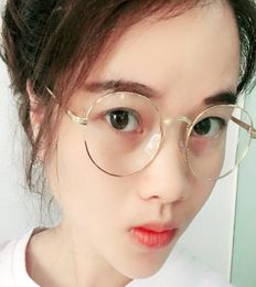 LongKeeper Oversized Korean Round Glasses Frame Clear Lens Women Men Retro Gold Eyeglass Optic Frame Eyewear Vintage Spectacles5031023