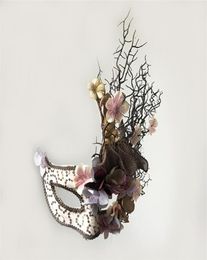 Fine Venetian Broadway Floral Tree Branches Antler Mask Masquerade Christmas Makeup Party Fancy Dress Makes Accessories 2009296109324
