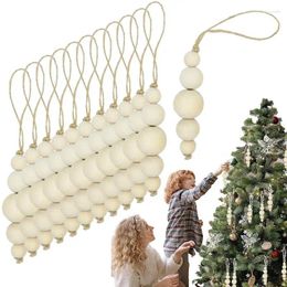 Decorative Figurines Wood Bead Pendant 12pcs String Decor Garland Accessories Natural Craft For Christmas Valentines Year