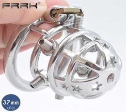 FRRK Spiked Cock Cage Erect Denial Vicious Male Device Brutal BDSM Stimulate Screw Sissy Penis Ring Tough Sex Toys 2110134848752