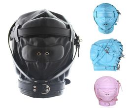 2017 New Fetish PU Leather Bondage Hood SM Totally Enclosed Mask With Lock BDSM Slave Restraints Adult Games Sex Toy For Couples Y1720740