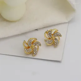 Dangle Earrings Windmill Golden Fashion Woman Unusual Korean Jewelry Rotatable Rhinestone Creativity Stud Luxury Wedding Gift