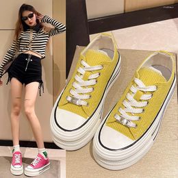 Casual Shoes 2024 Spring Korean Version Of Fashion Everything Canvas Female Platform Board Lace-up S