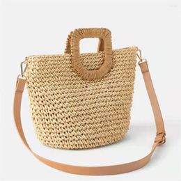 Evening Bags 2024 Paper Rope Woven Straw Bag Bohemian Beach Shoulder Crochet Rattan For Women Handbags And Purses Crossbody 240518