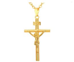 Pendant Necklaces Collare INRI Cross Pendent Men Jewellery GoldSilverBlack Colour Religious Crucifix Necklace Women P5796276565