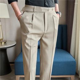 Men's Suits Dress Pants Trousers 2024 Spring Solid Casual Slim Suit Business Straight Pantalones Hombre Fashion Men Clothing