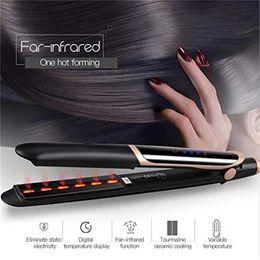 Lcd Flat Iron Infrared And Ionic Function 2 In 1 Hair Straightener Irons Ceramic Thermostatic Coating Styling Tool 240425