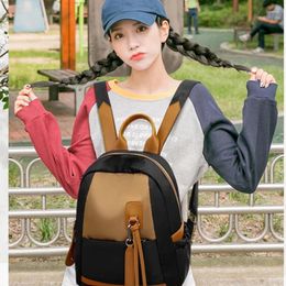 School Bags Small Backpack Woman Commuting Bag 2024 Trend Colour Contrast Waterproof Oxford Cloth Casual Backbags Korean Fashion Design